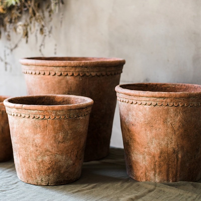 Large terracotta concrete planter pot